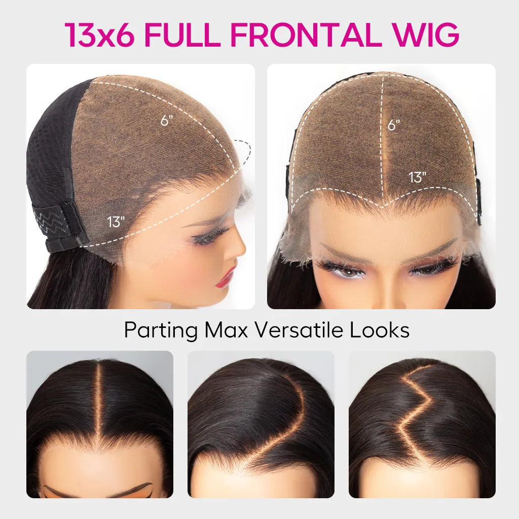 13x6 Straight Full Frontal Wig HD Swiss Lace